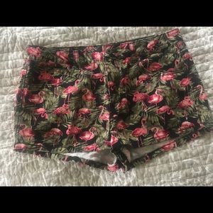 Pink flamingo printed shorts